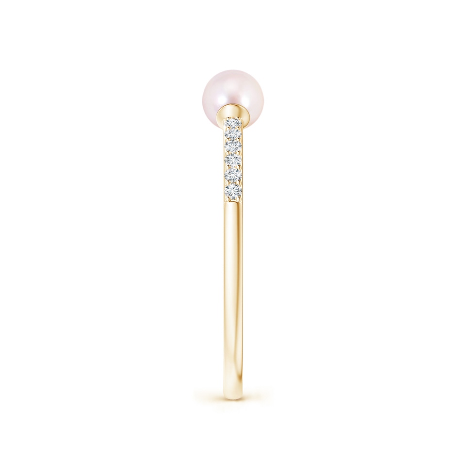 4mm AAAA Two Stone Japanese Akoya Pearl Open Stackable Ring in Yellow Gold side 2