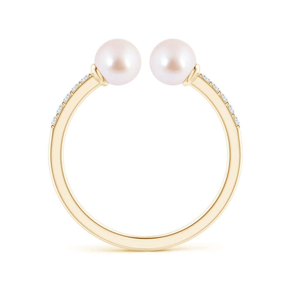 5mm AAA Two Stone Japanese Akoya Pearl Open Stackable Ring in Yellow Gold side 1