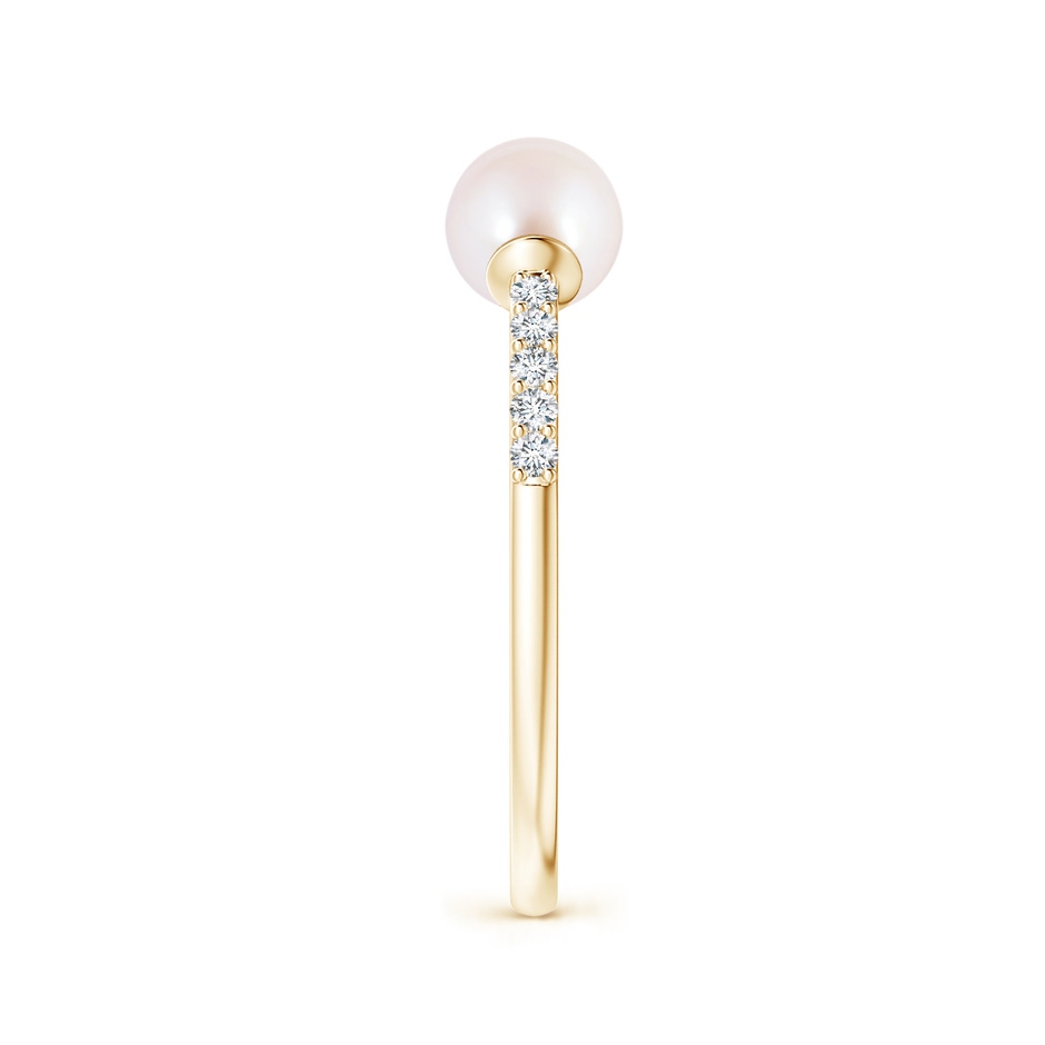 5mm AAA Two Stone Japanese Akoya Pearl Open Stackable Ring in Yellow Gold side 2