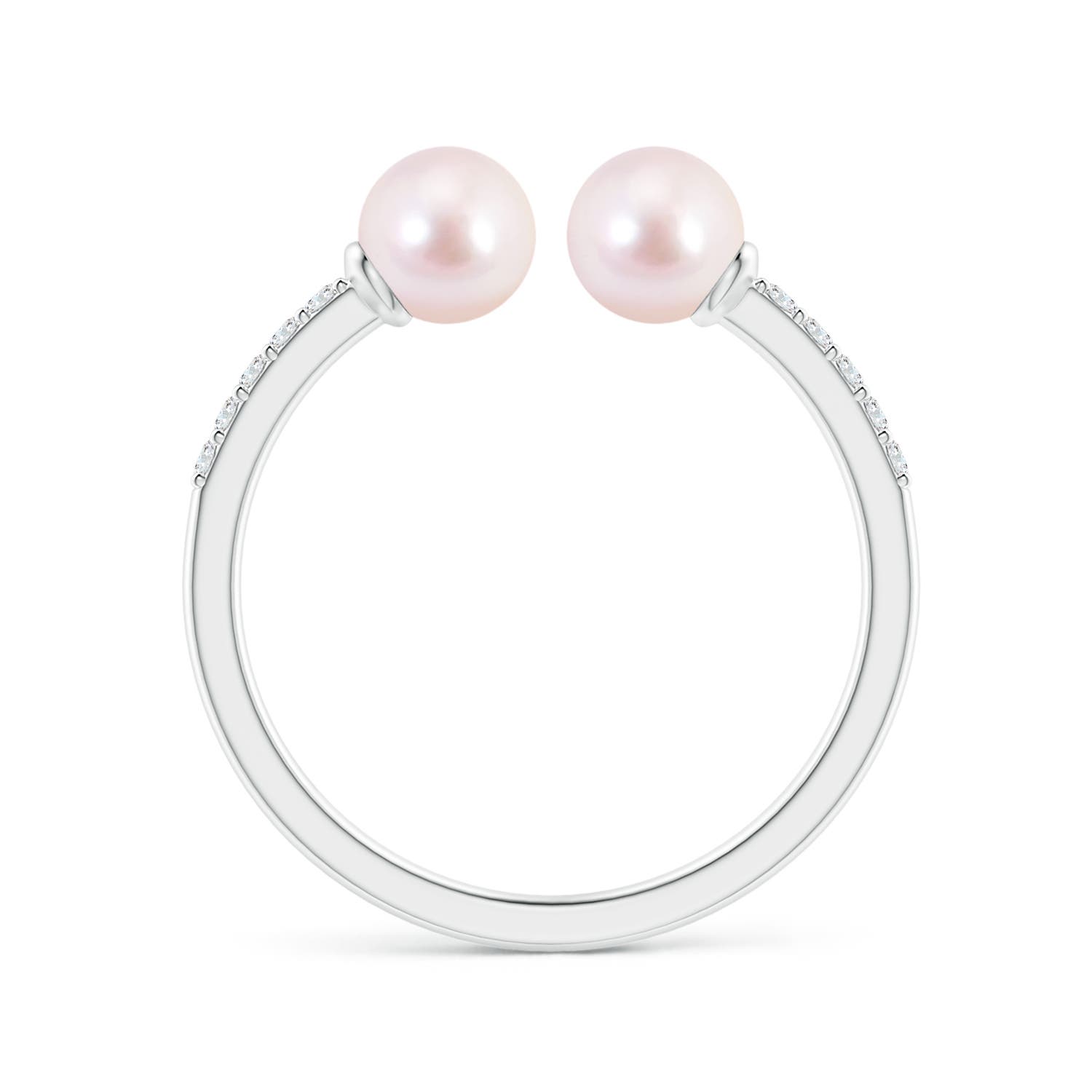 5mm AAAA Two Stone Japanese Akoya Pearl Open Stackable Ring in White Gold
