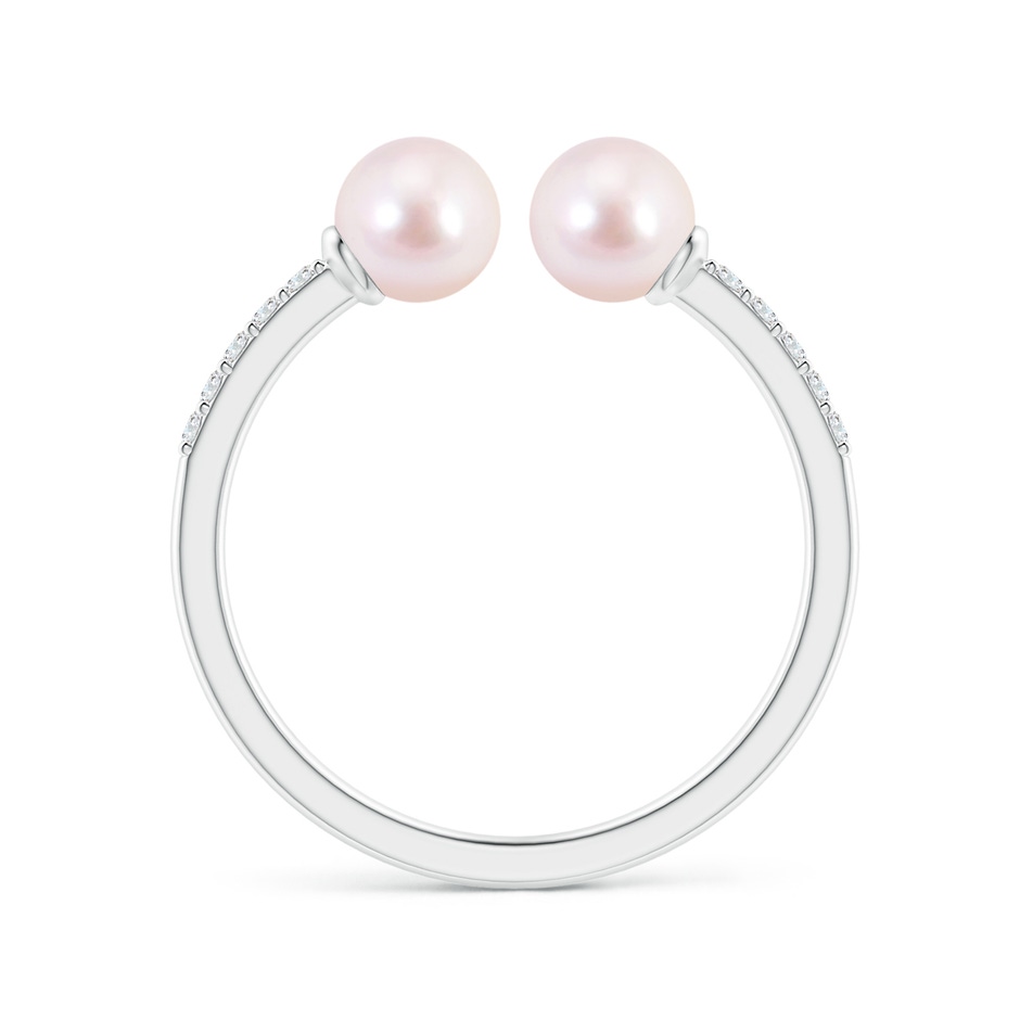 5mm AAAA Two Stone Japanese Akoya Pearl Open Stackable Ring in White Gold side 1