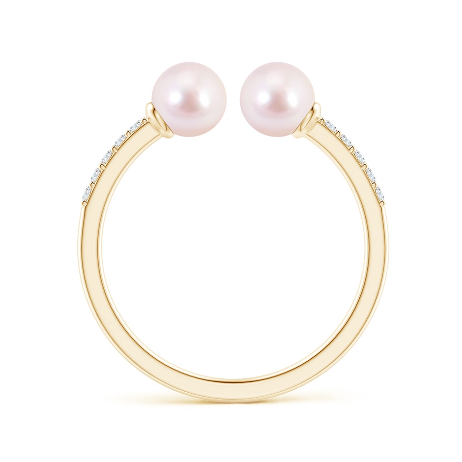 5mm AAAA Two Stone Japanese Akoya Pearl Open Stackable Ring in Yellow Gold side 1