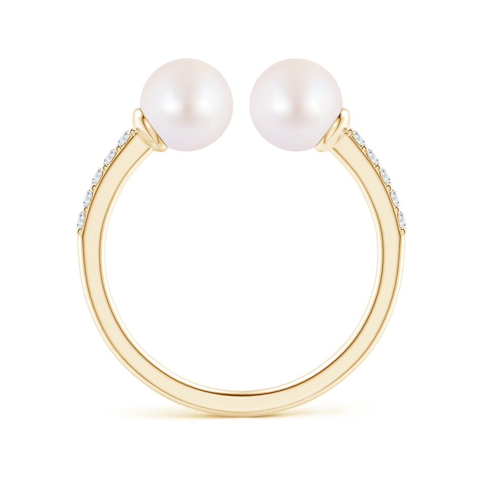 6mm AA Two Stone Japanese Akoya Pearl Open Stackable Ring in Yellow Gold side 1