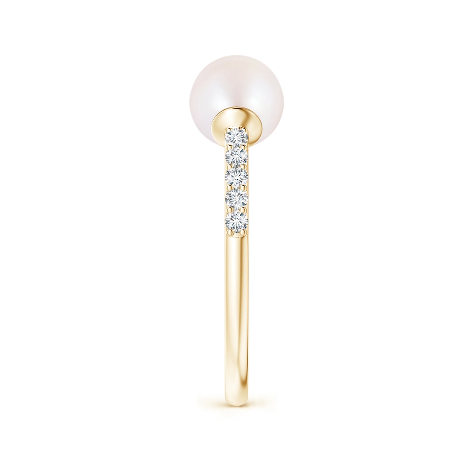6mm AA Two Stone Japanese Akoya Pearl Open Stackable Ring in Yellow Gold side 2