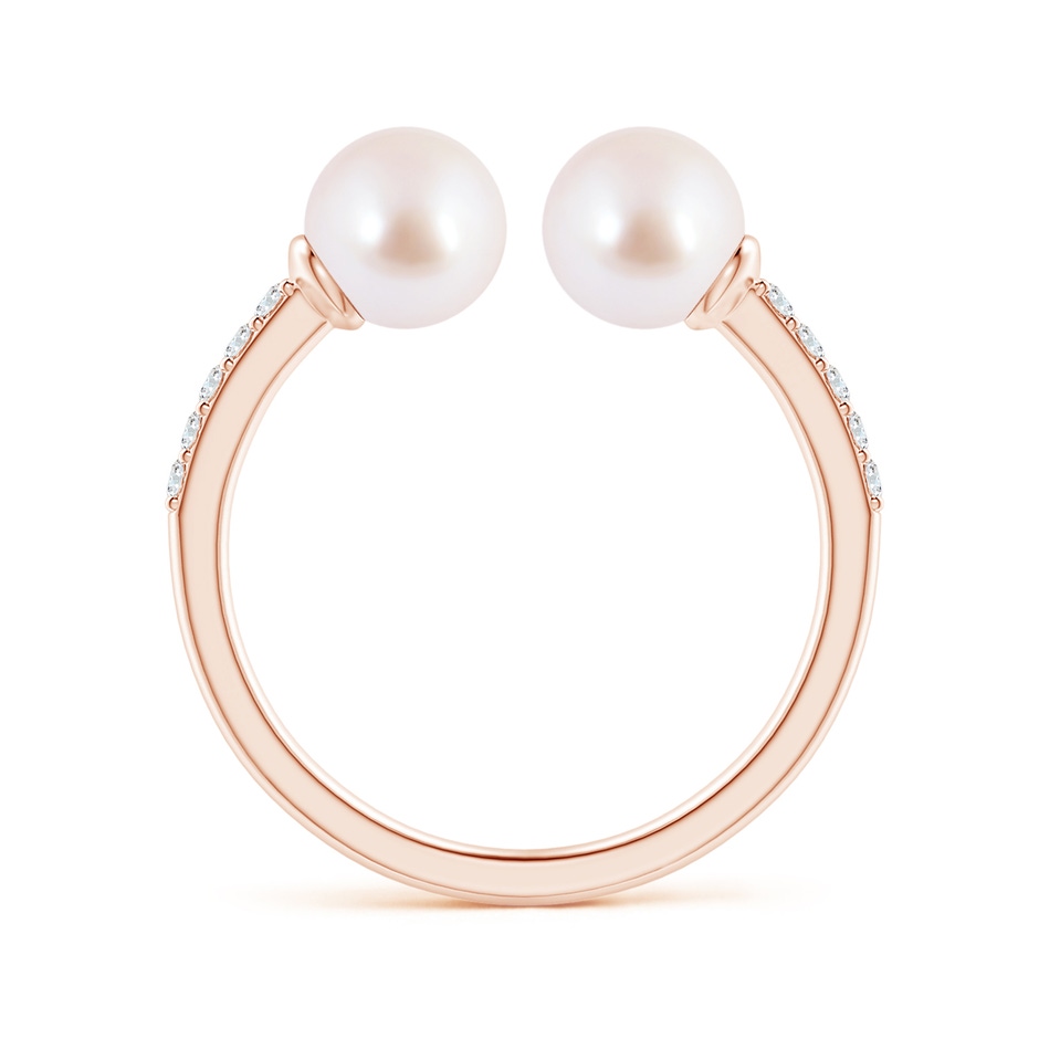 6mm AAA Two Stone Japanese Akoya Pearl Open Stackable Ring in Rose Gold side 1
