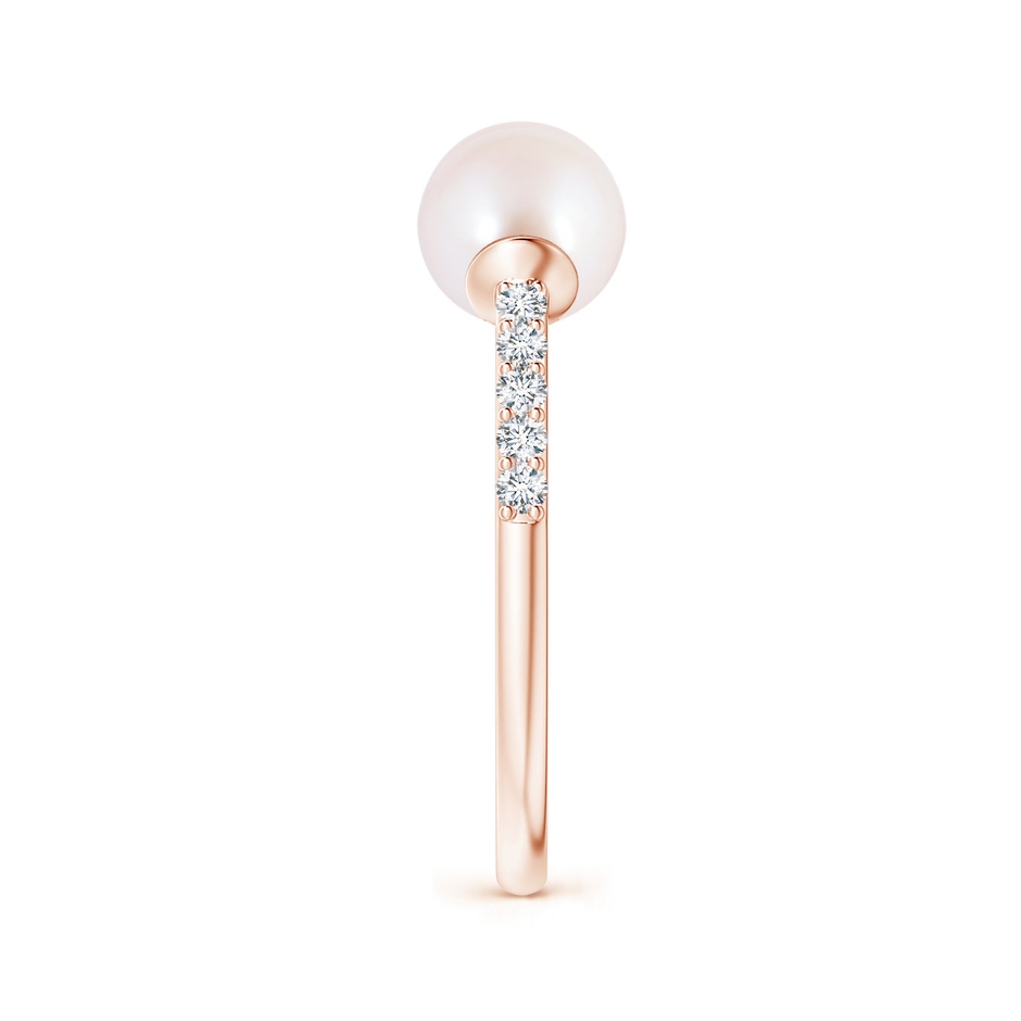 6mm AAA Two Stone Japanese Akoya Pearl Open Stackable Ring in Rose Gold side 2