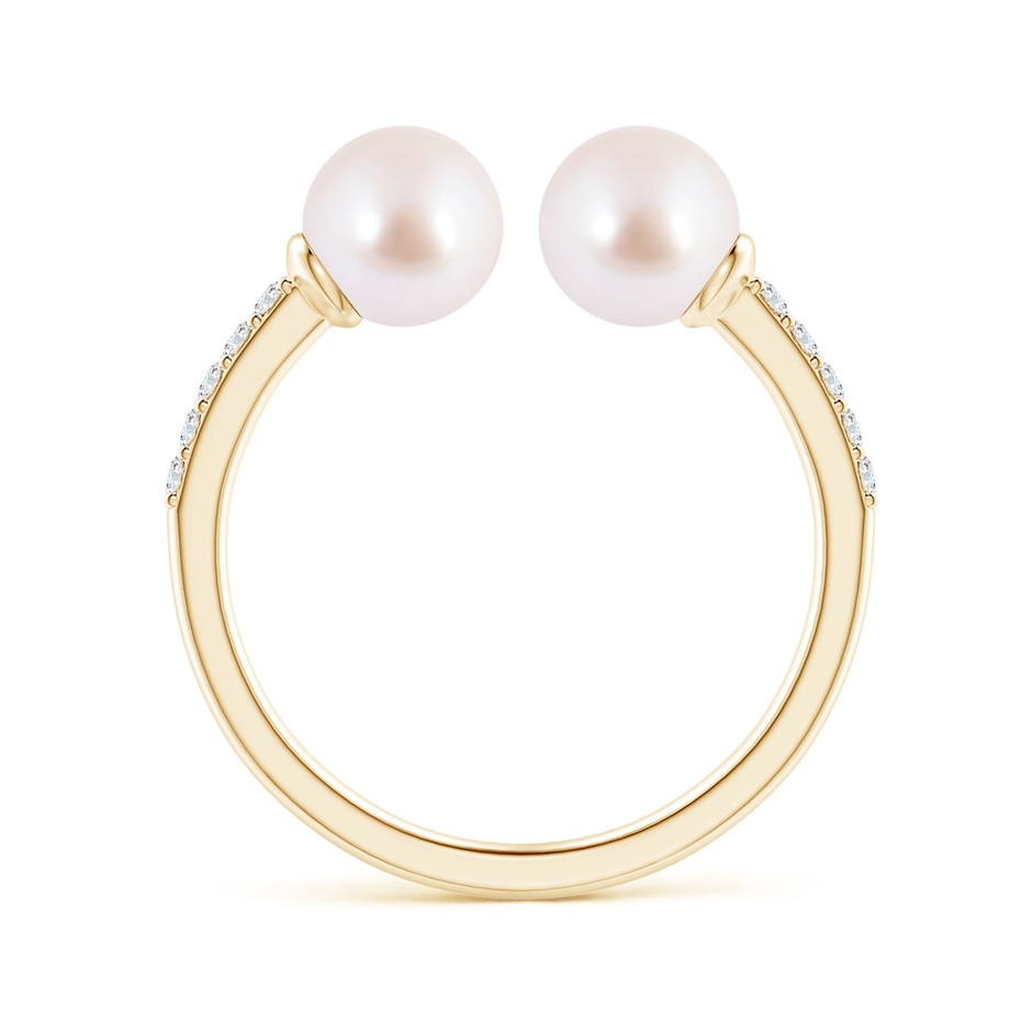 6mm AAA Two Stone Japanese Akoya Pearl Open Stackable Ring in Yellow Gold side 1