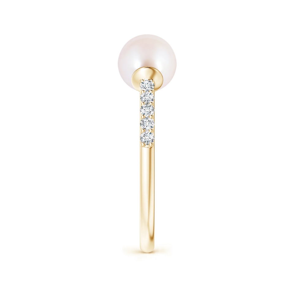 6mm AAA Two Stone Japanese Akoya Pearl Open Stackable Ring in Yellow Gold side 2