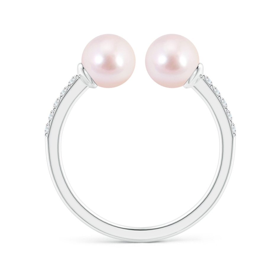 6mm AAAA Two Stone Japanese Akoya Pearl Open Stackable Ring in White Gold side 1