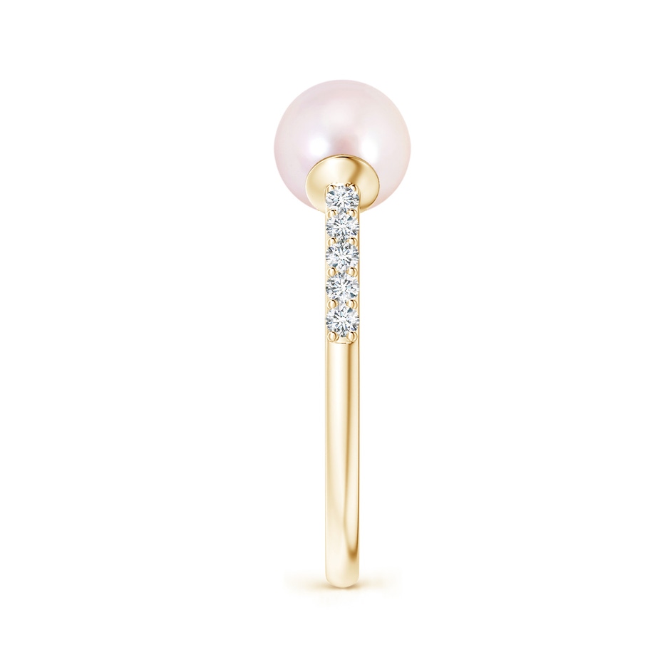 6mm AAAA Two Stone Japanese Akoya Pearl Open Stackable Ring in Yellow Gold side 2