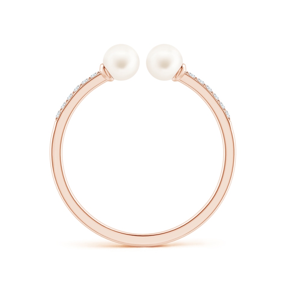 4mm AA Two Stone Freshwater Pearl Open Stackable Ring in Rose Gold side 1