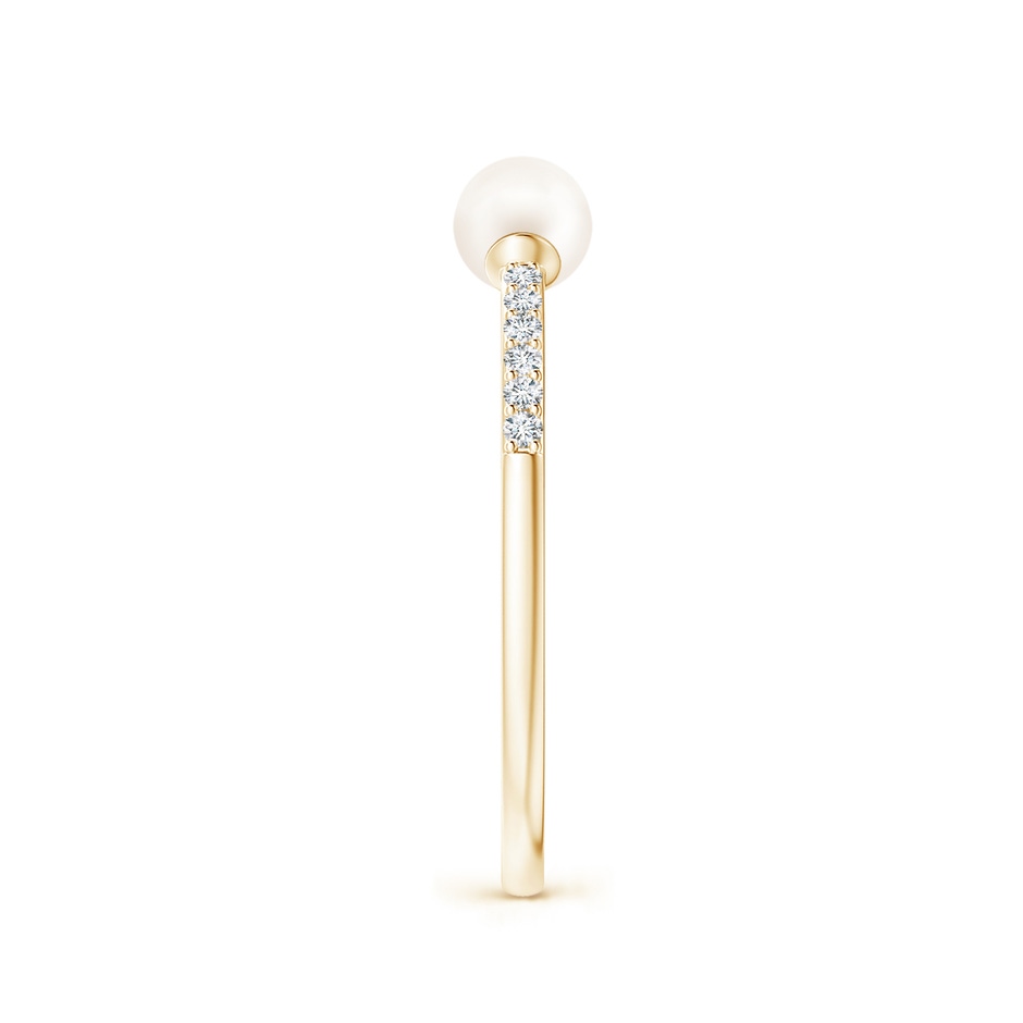 4mm AA Two Stone Freshwater Pearl Open Stackable Ring in Yellow Gold side 2