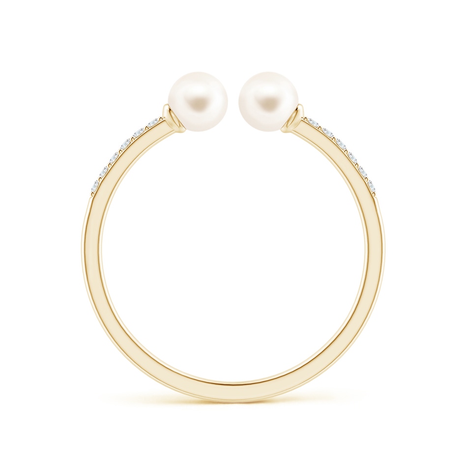 4mm AAA Two Stone Freshwater Pearl Open Stackable Ring in Yellow Gold side 1