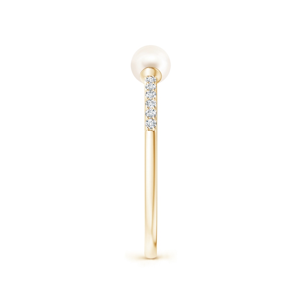 4mm AAA Two Stone Freshwater Pearl Open Stackable Ring in Yellow Gold side 2