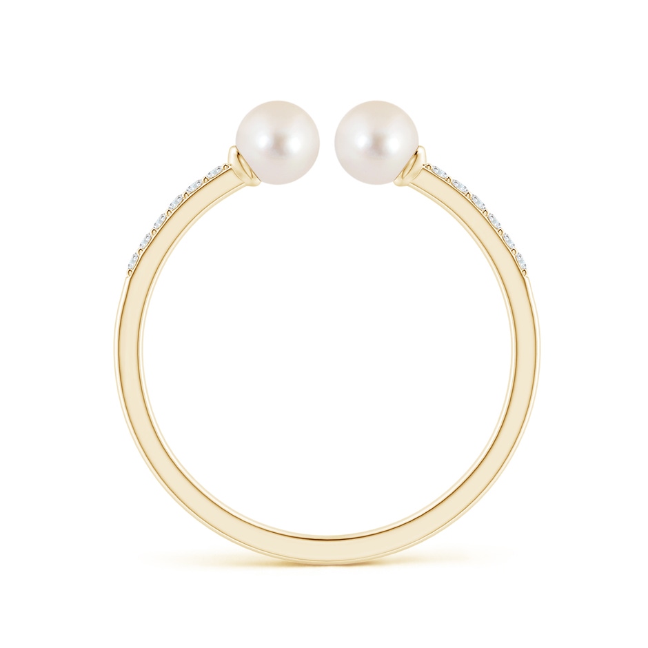 4mm AAAA Two Stone Freshwater Pearl Open Stackable Ring in Yellow Gold side 1