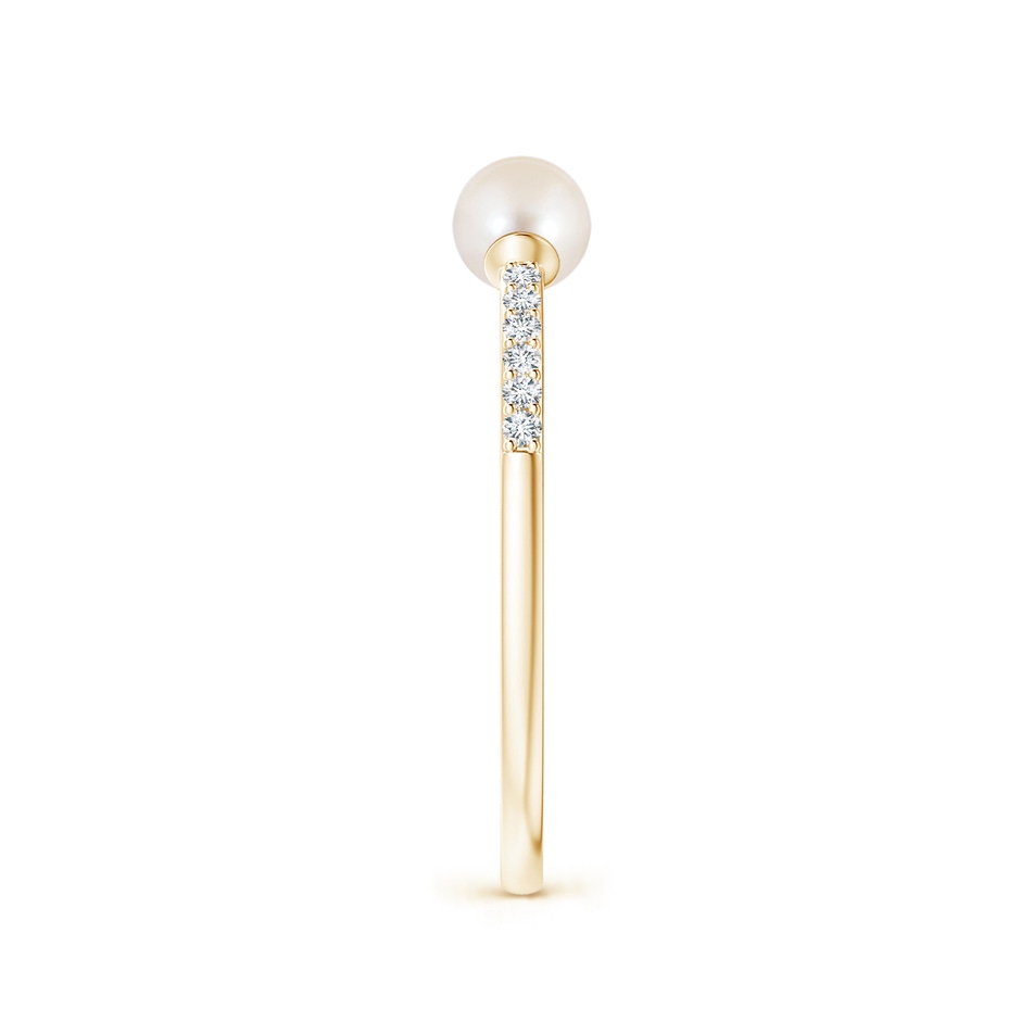 4mm AAAA Two Stone Freshwater Pearl Open Stackable Ring in Yellow Gold side 2