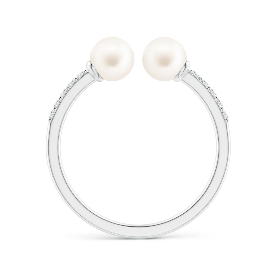 5mm AA Two Stone Freshwater Pearl Open Stackable Ring in White Gold side 1