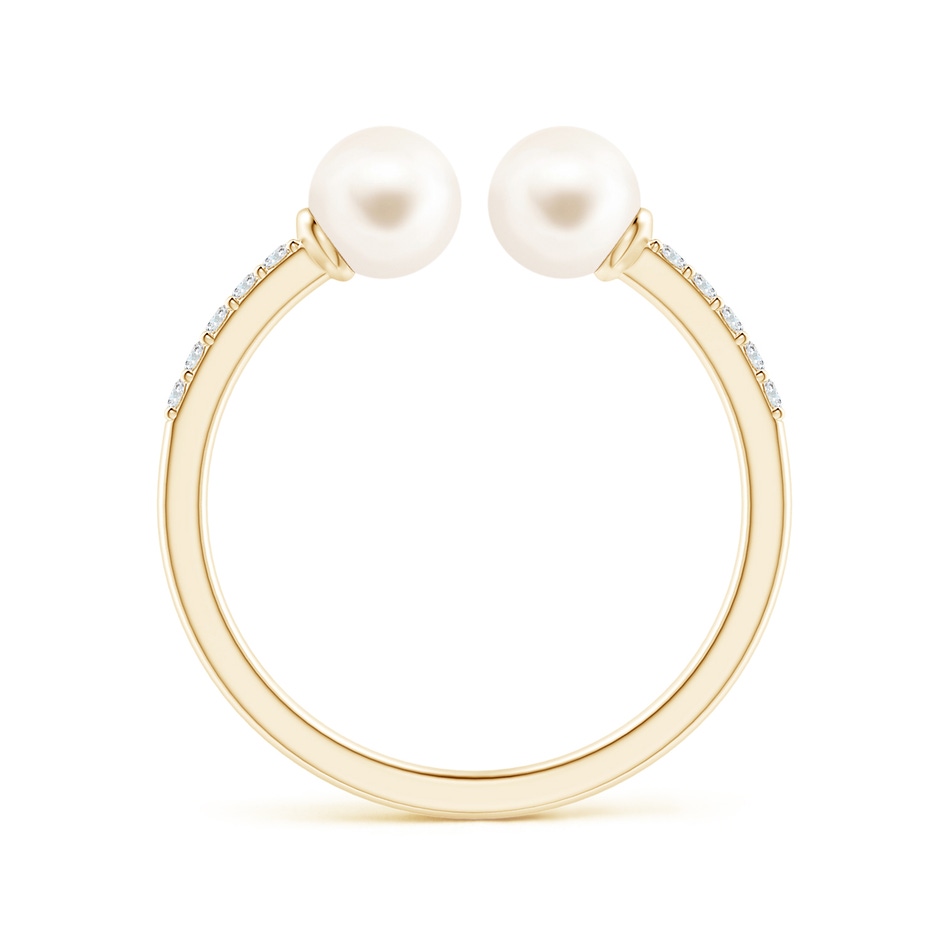 5mm AAA Two Stone Freshwater Pearl Open Stackable Ring in Yellow Gold side 1