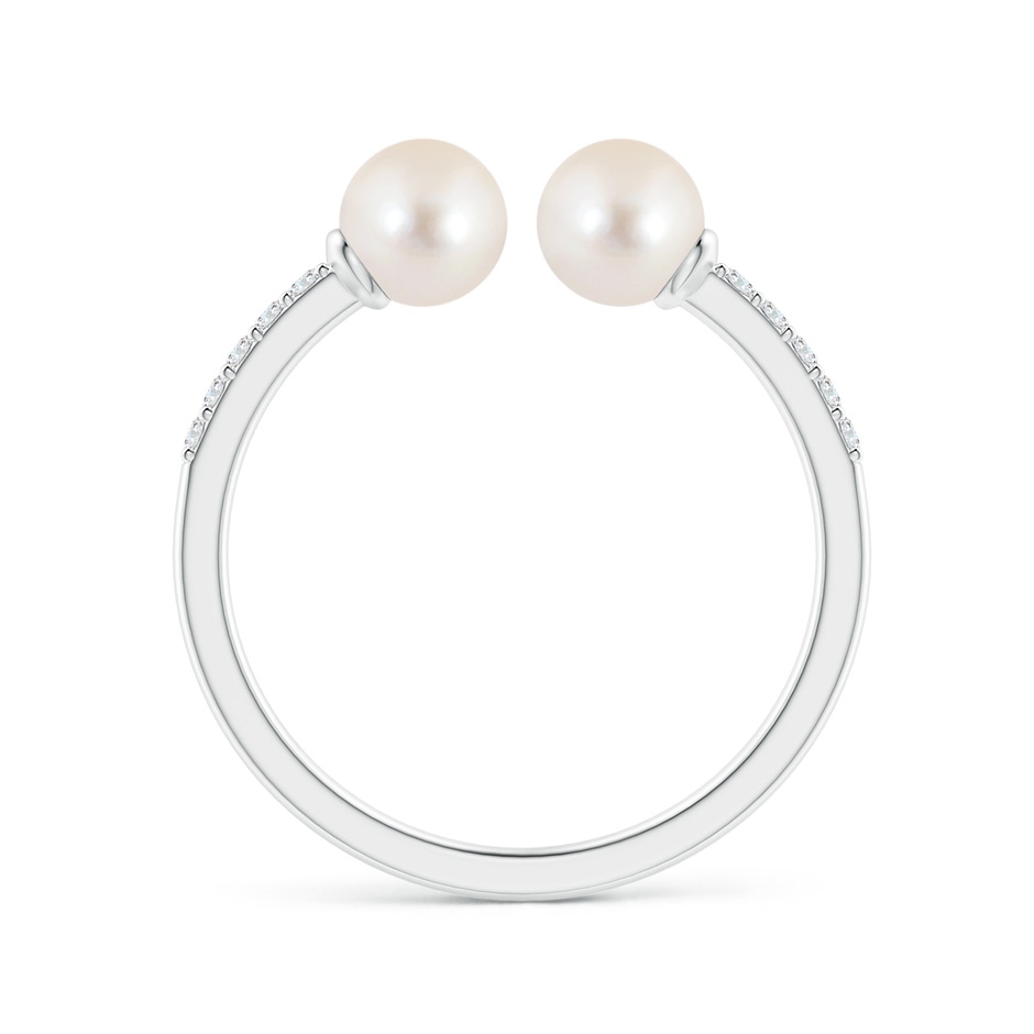 5mm AAAA Two Stone Freshwater Pearl Open Stackable Ring in White Gold side 1