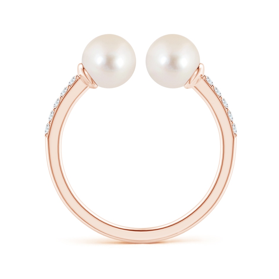 6mm AAAA Two Stone Freshwater Pearl Open Stackable Ring in Rose Gold side 1