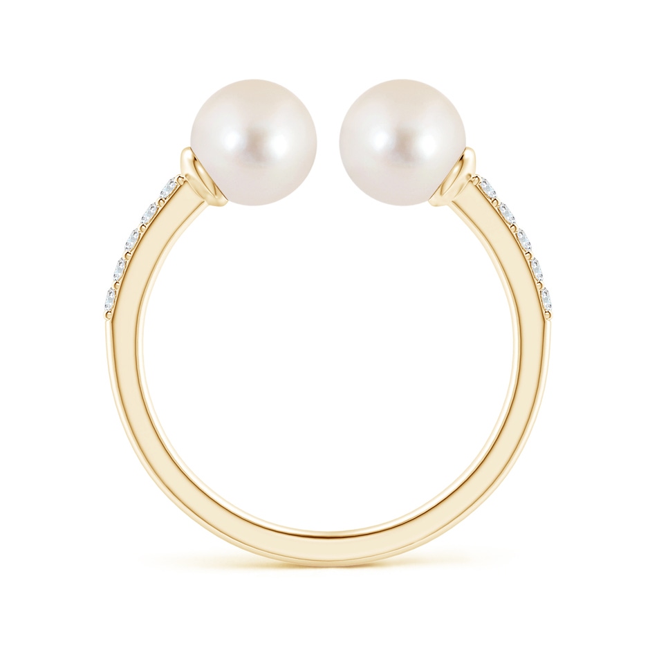6mm AAAA Two Stone Freshwater Pearl Open Stackable Ring in Yellow Gold side 1