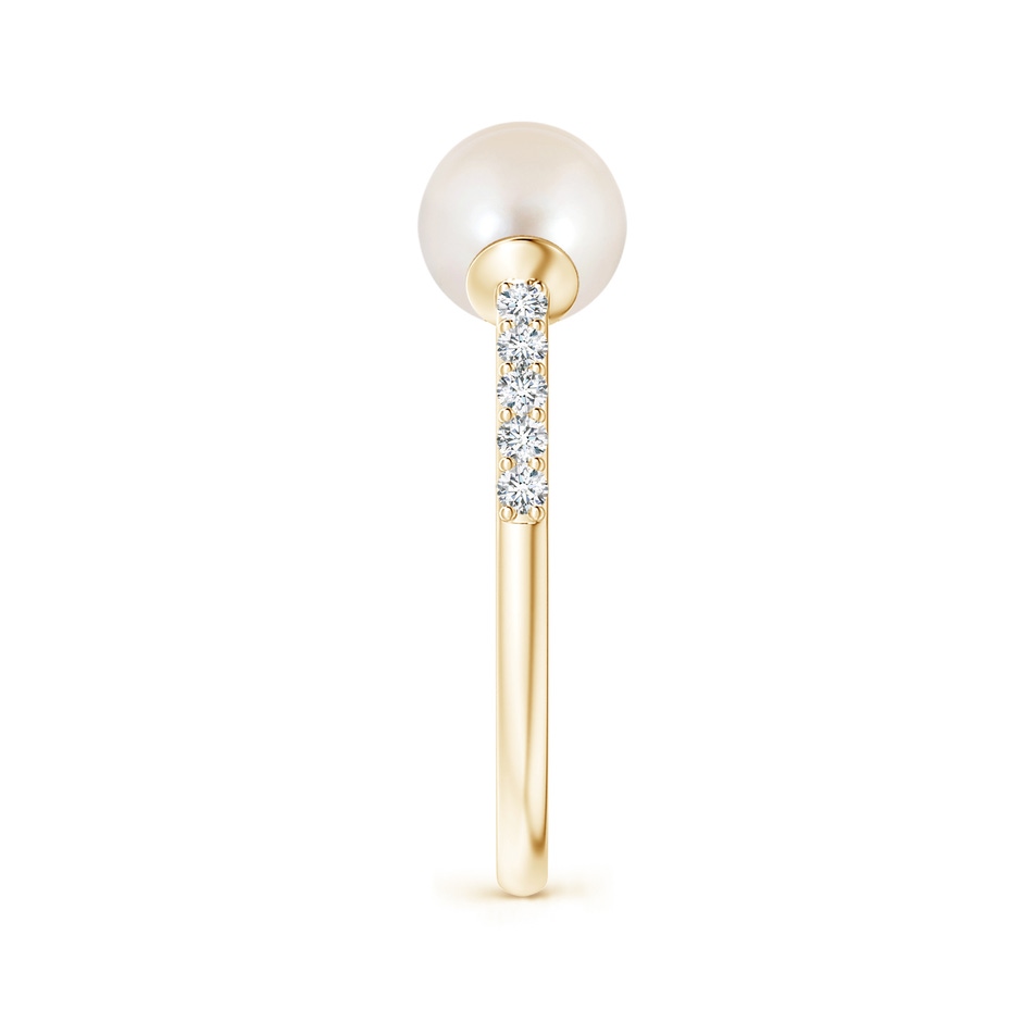 6mm AAAA Two Stone Freshwater Pearl Open Stackable Ring in Yellow Gold side 2