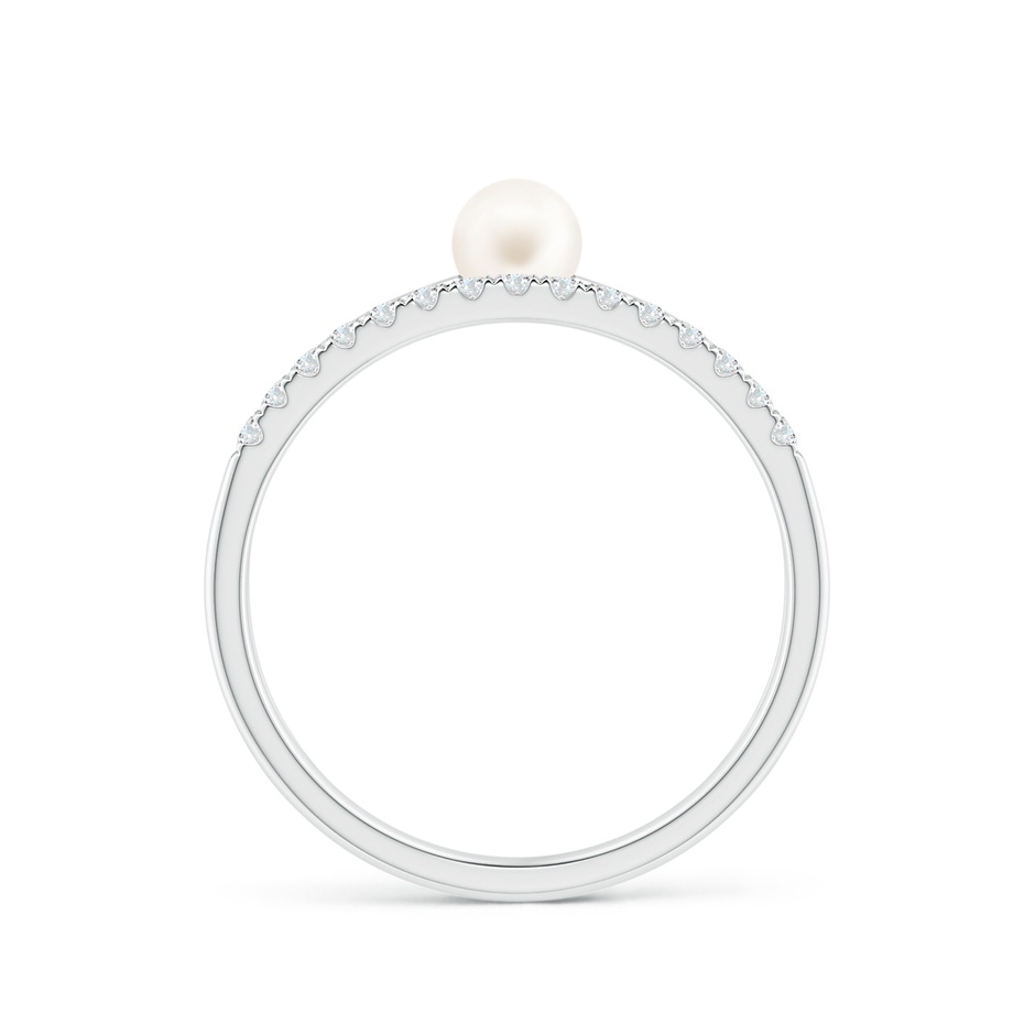 4mm AA Freshwater Pearl Dual Shank Ring with Diamonds in P950 Platinum side 1
