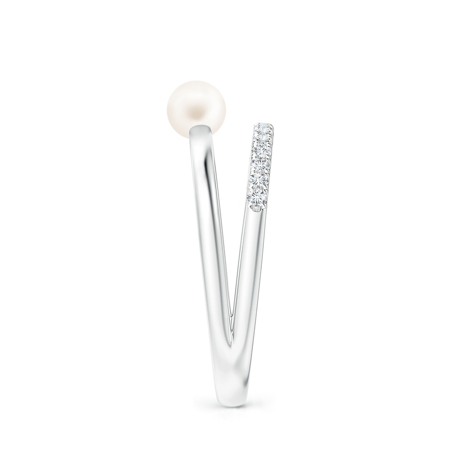 4mm AA Freshwater Pearl Dual Shank Ring with Diamonds in P950 Platinum side 2