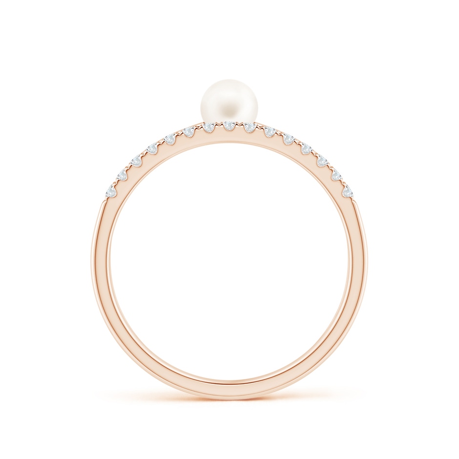4mm AA Freshwater Pearl Dual Shank Ring with Diamonds in Rose Gold side 1