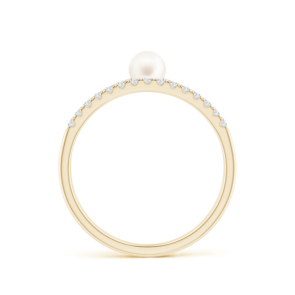 4mm AA Freshwater Pearl Dual Shank Ring with Diamonds in Yellow Gold side 1