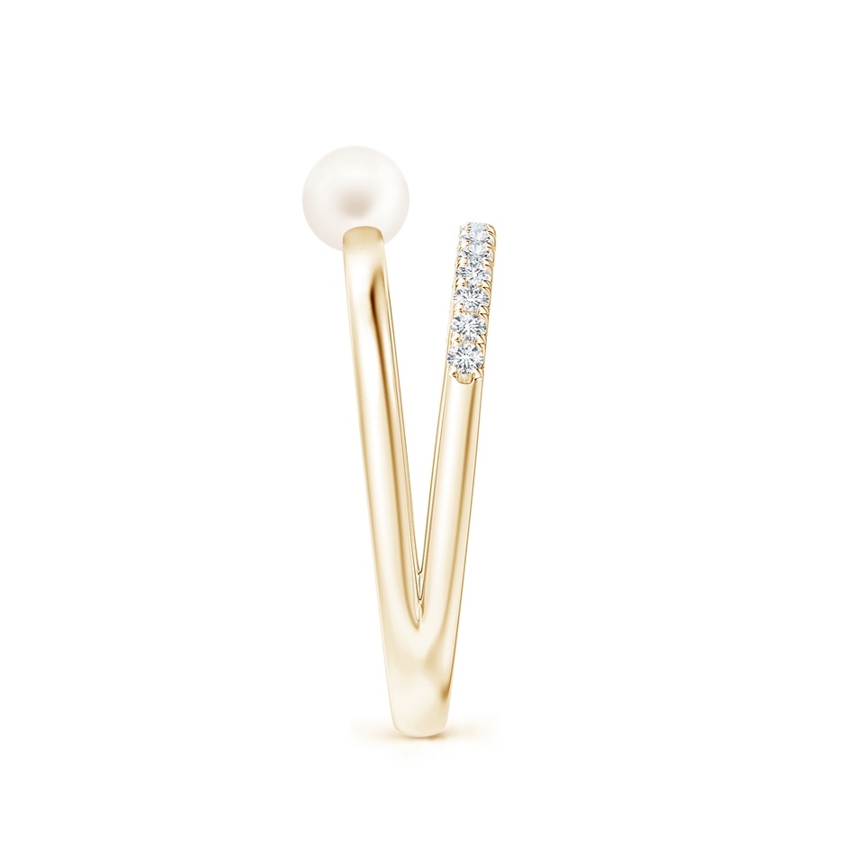 4mm AA Freshwater Pearl Dual Shank Ring with Diamonds in Yellow Gold side 2