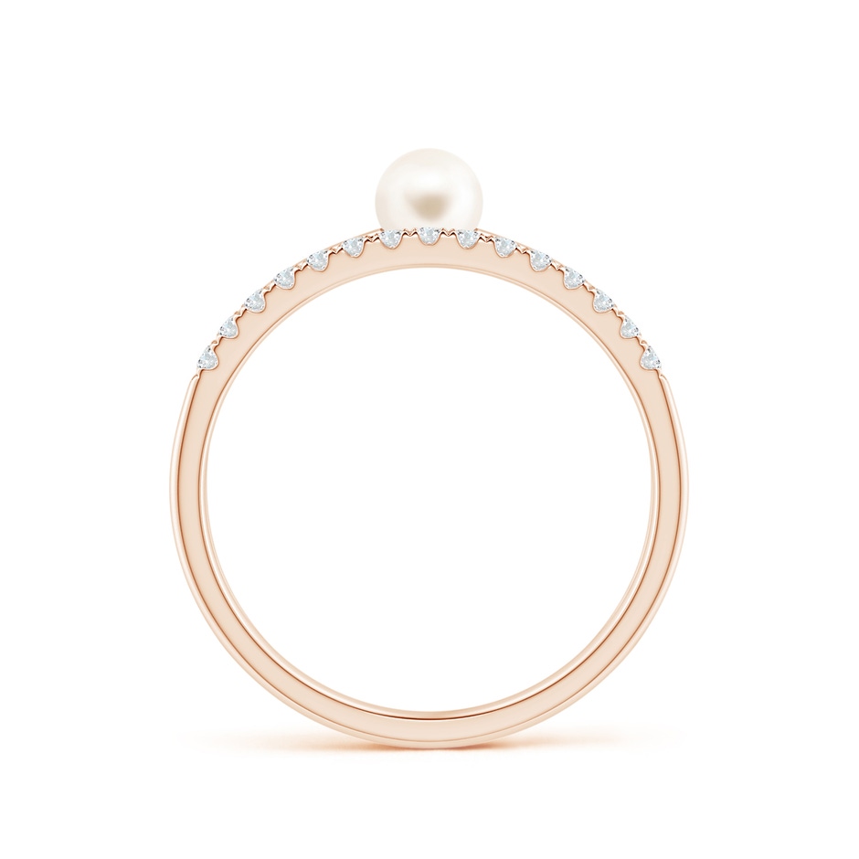 4mm AAA Freshwater Pearl Dual Shank Ring with Diamonds in Rose Gold side 1