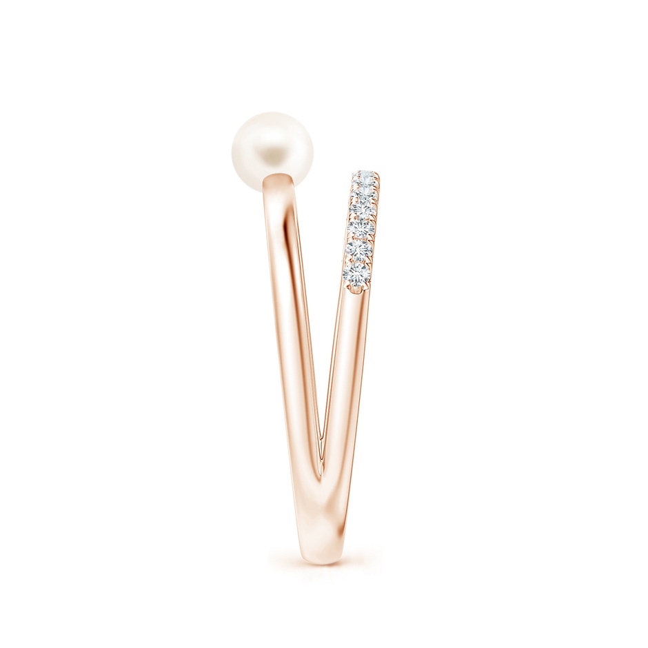4mm AAA Freshwater Pearl Dual Shank Ring with Diamonds in Rose Gold side 2