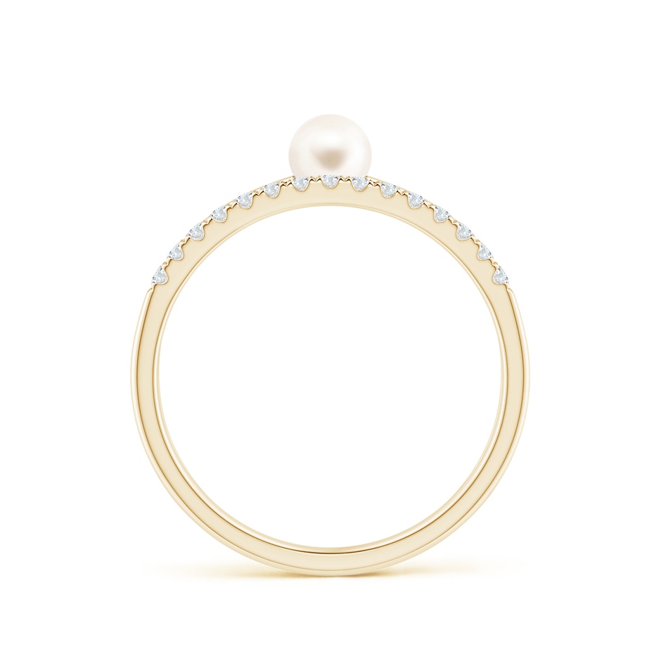 4mm AAA Freshwater Pearl Dual Shank Ring with Diamonds in Yellow Gold side 1
