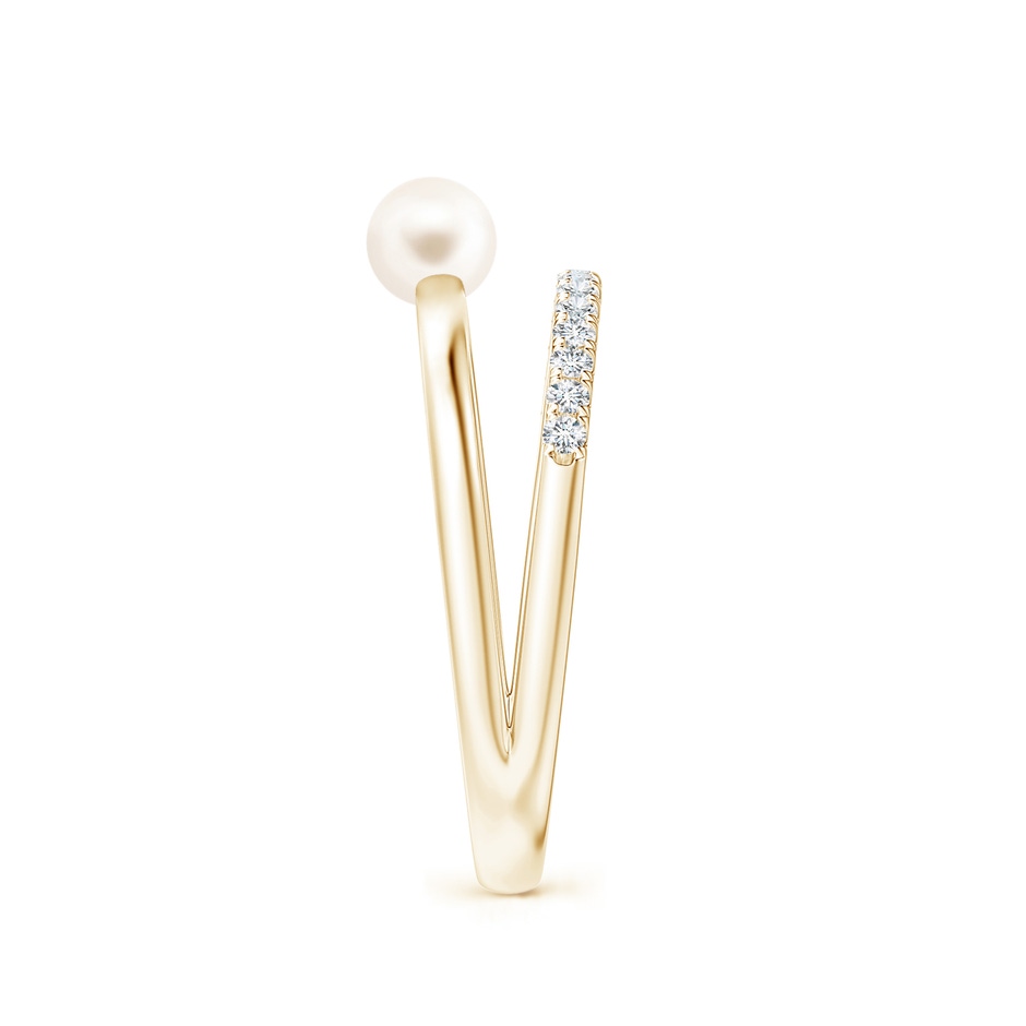 4mm AAA Freshwater Pearl Dual Shank Ring with Diamonds in Yellow Gold side 2