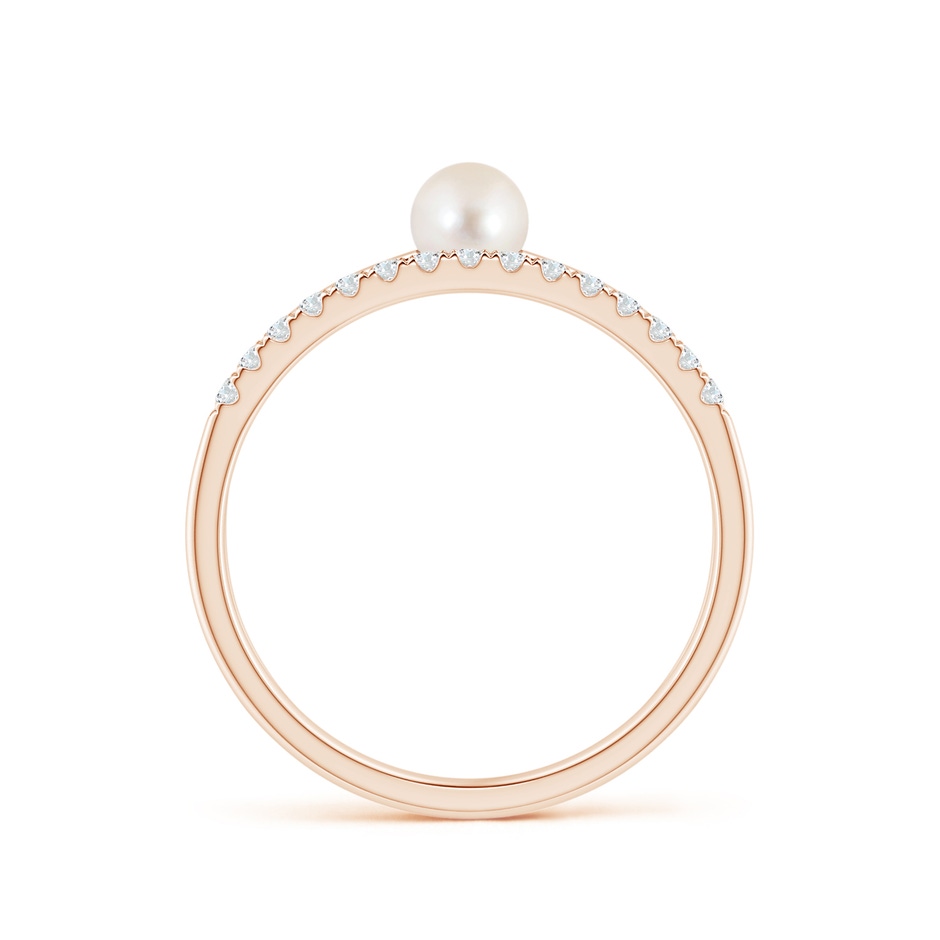4mm AAAA Freshwater Pearl Dual Shank Ring with Diamonds in 9K Rose Gold side 1