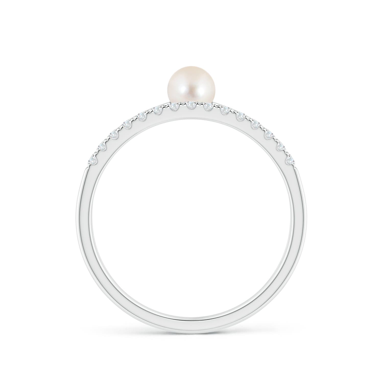 4mm AAAA Freshwater Pearl Dual Shank Ring with Diamonds in P950 Platinum