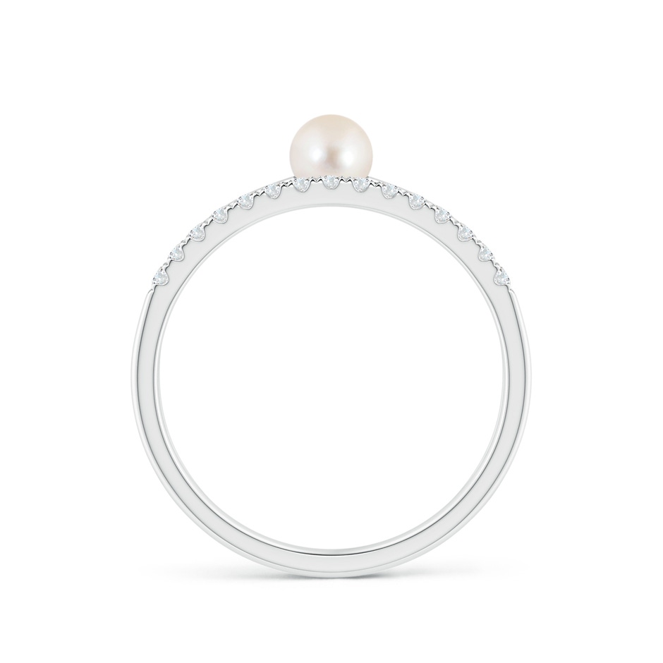 4mm AAAA Freshwater Pearl Dual Shank Ring with Diamonds in P950 Platinum side 1