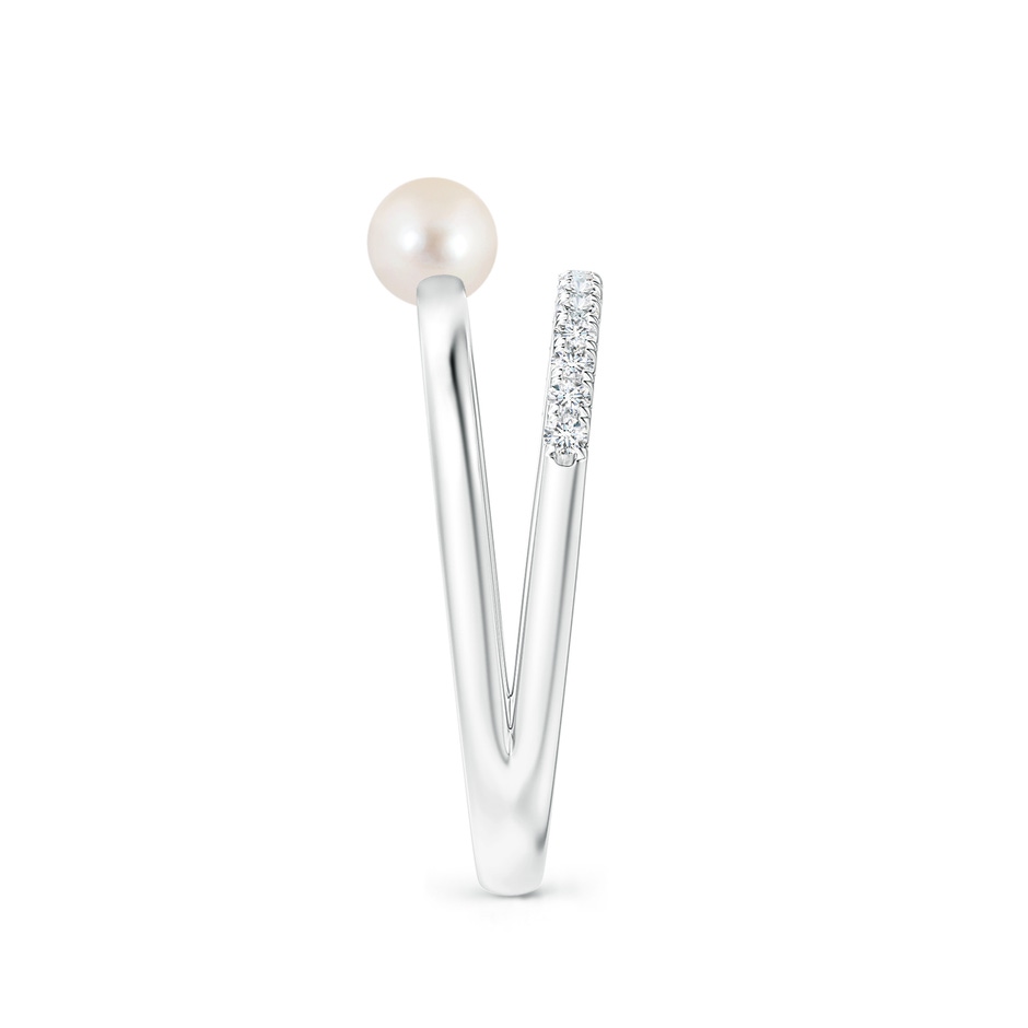 4mm AAAA Freshwater Pearl Dual Shank Ring with Diamonds in White Gold side 2