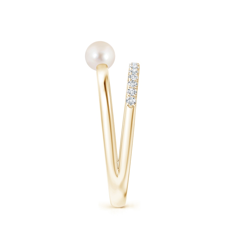 4mm AAAA Freshwater Pearl Dual Shank Ring with Diamonds in Yellow Gold side 2