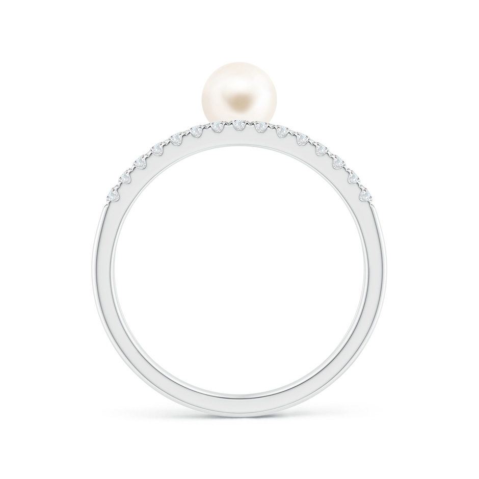 5mm AAA Freshwater Pearl Dual Shank Ring with Diamonds in P950 Platinum side 1