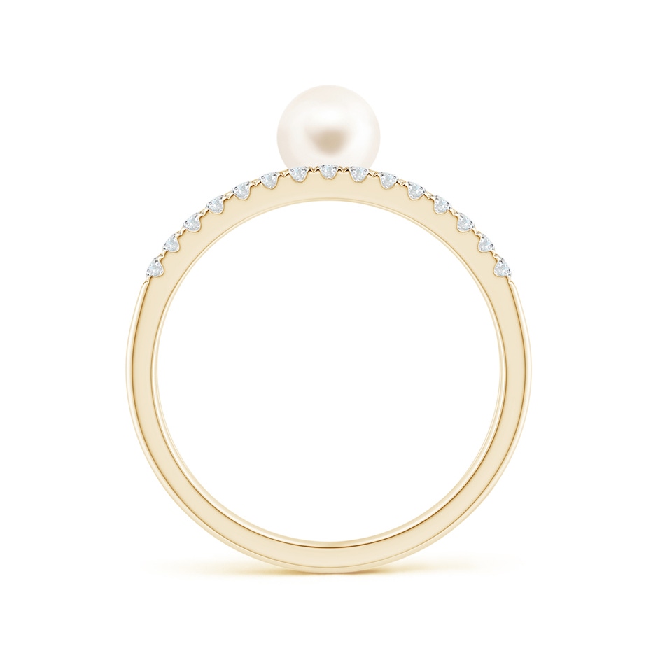 5mm AAA Freshwater Pearl Dual Shank Ring with Diamonds in Yellow Gold side 1