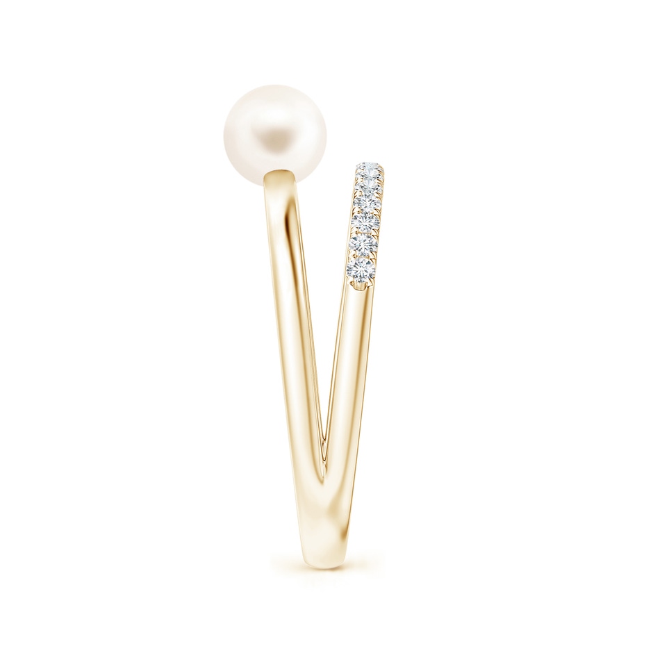 5mm AAA Freshwater Pearl Dual Shank Ring with Diamonds in Yellow Gold side 2