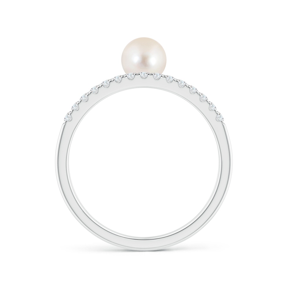 5mm AAAA Freshwater Pearl Dual Shank Ring with Diamonds in White Gold side 1