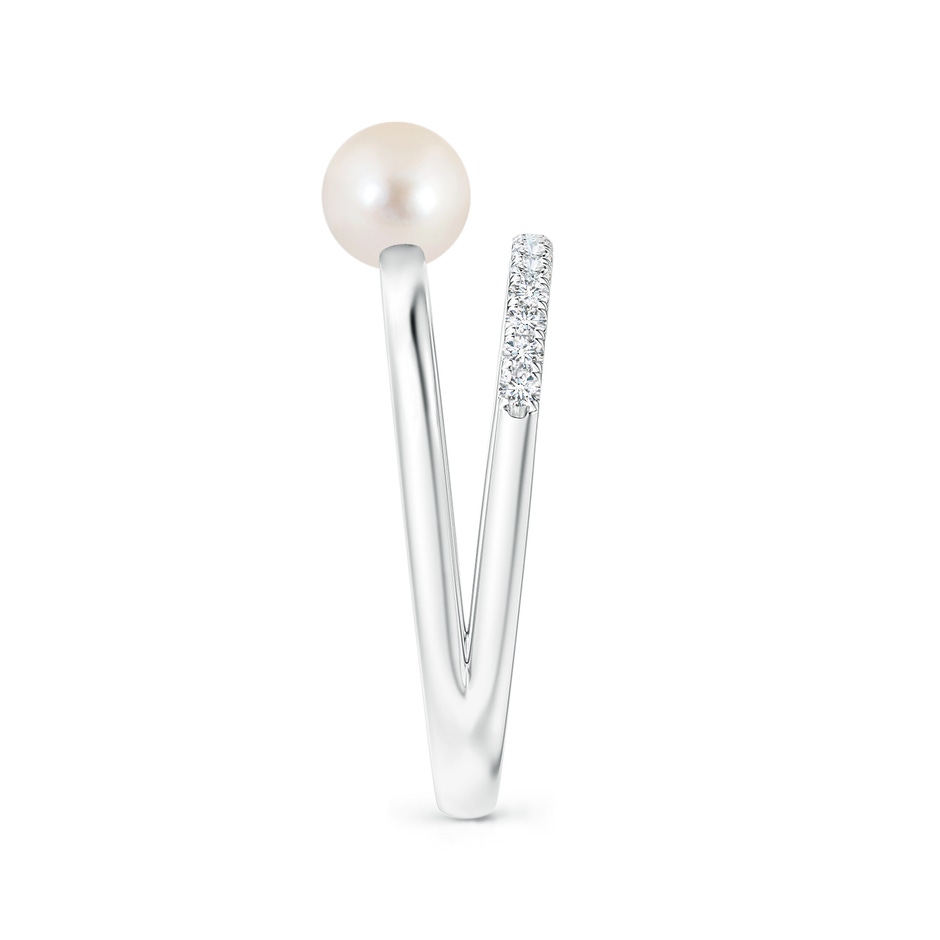 5mm AAAA Freshwater Pearl Dual Shank Ring with Diamonds in White Gold side 2