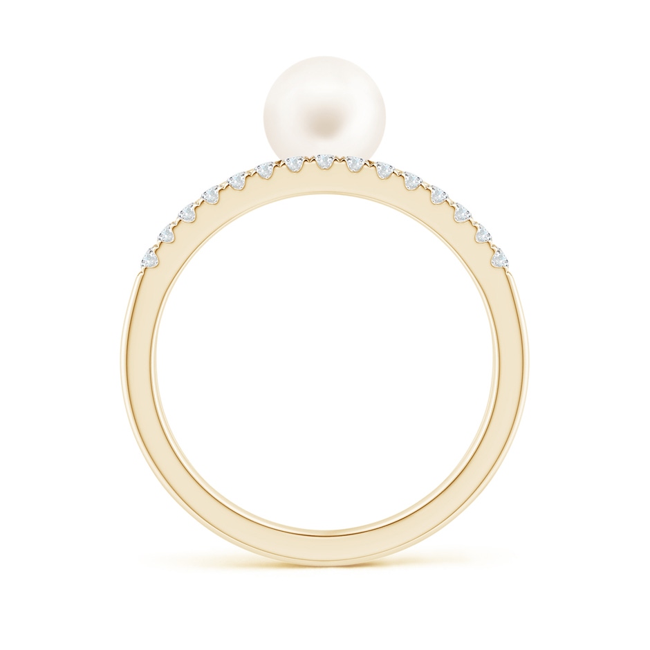 6mm AA Freshwater Pearl Dual Shank Ring with Diamonds in Yellow Gold side 1
