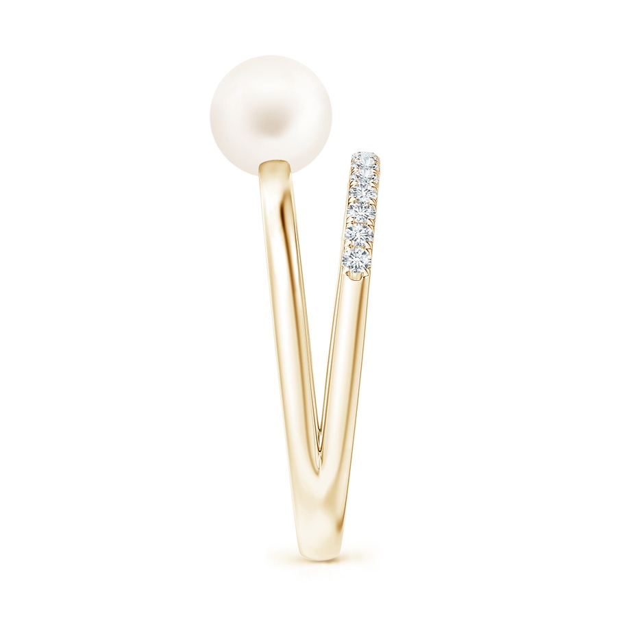 6mm AA Freshwater Pearl Dual Shank Ring with Diamonds in Yellow Gold side 2