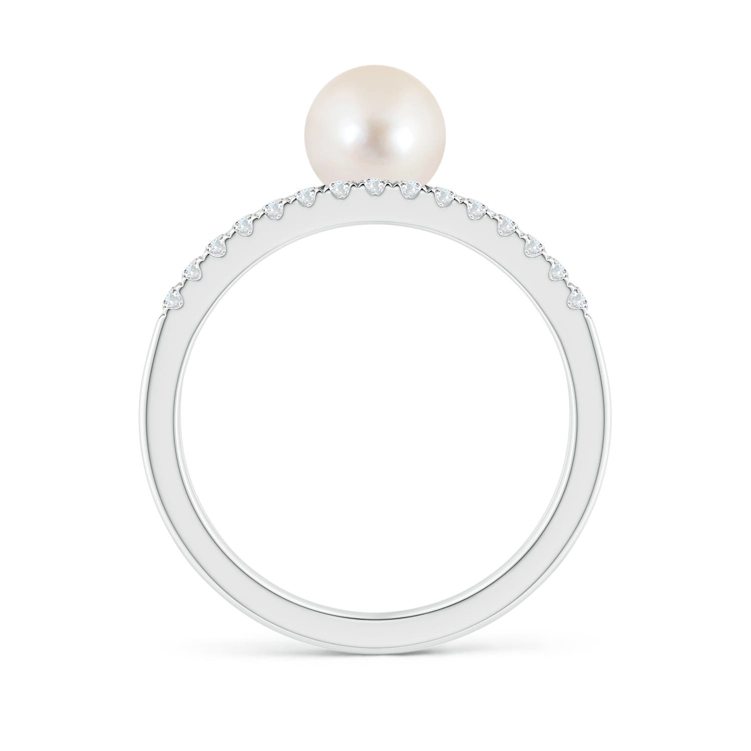 6mm AAAA Freshwater Pearl Dual Shank Ring with Diamonds in P950 Platinum