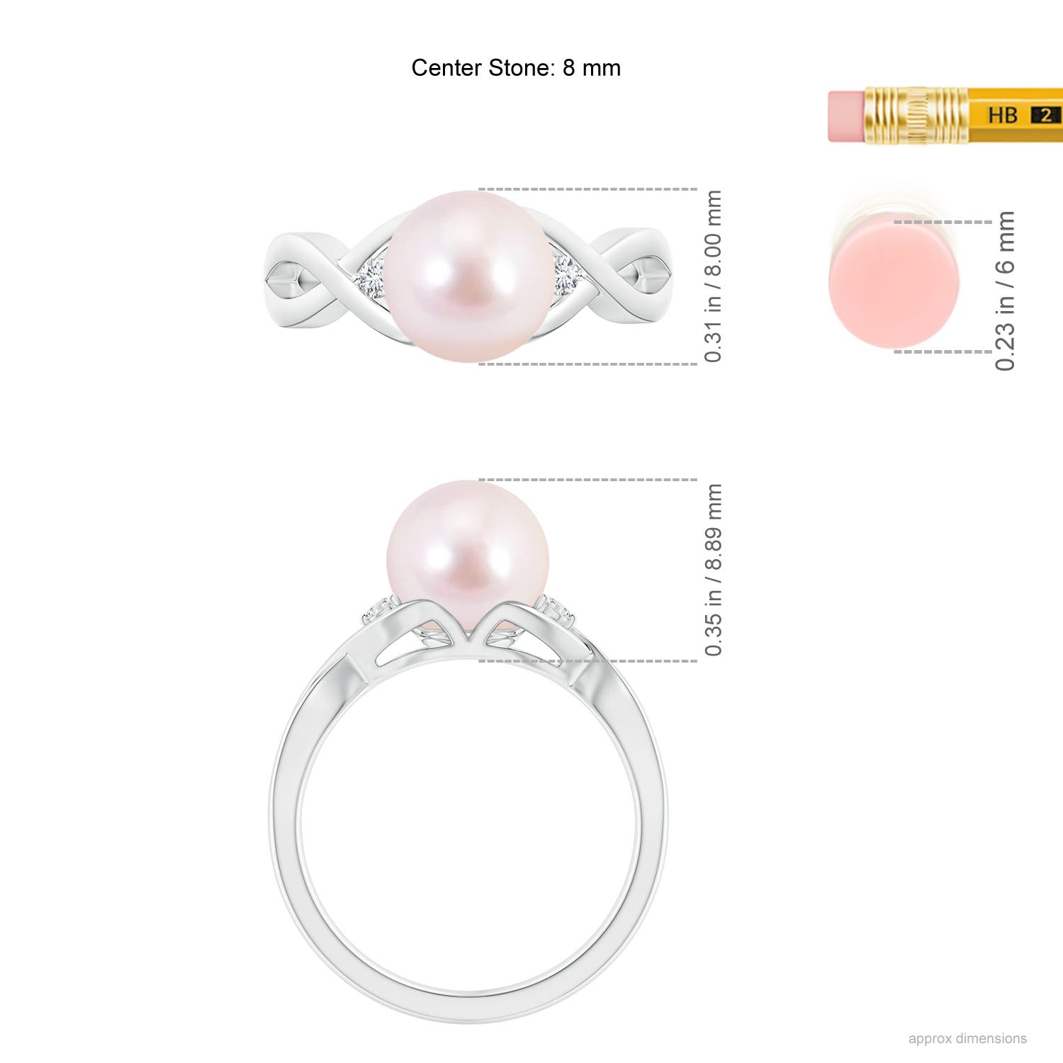 Japanese Akoya Pearl & Diamond Criss Cross Shank Ring
