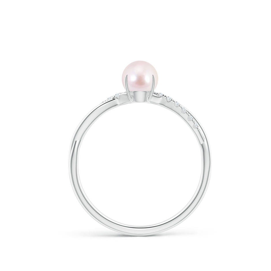 5mm AAAA Japanese Akoya Pearl Twist Shank Ring with Diamonds in P950 Platinum side 1